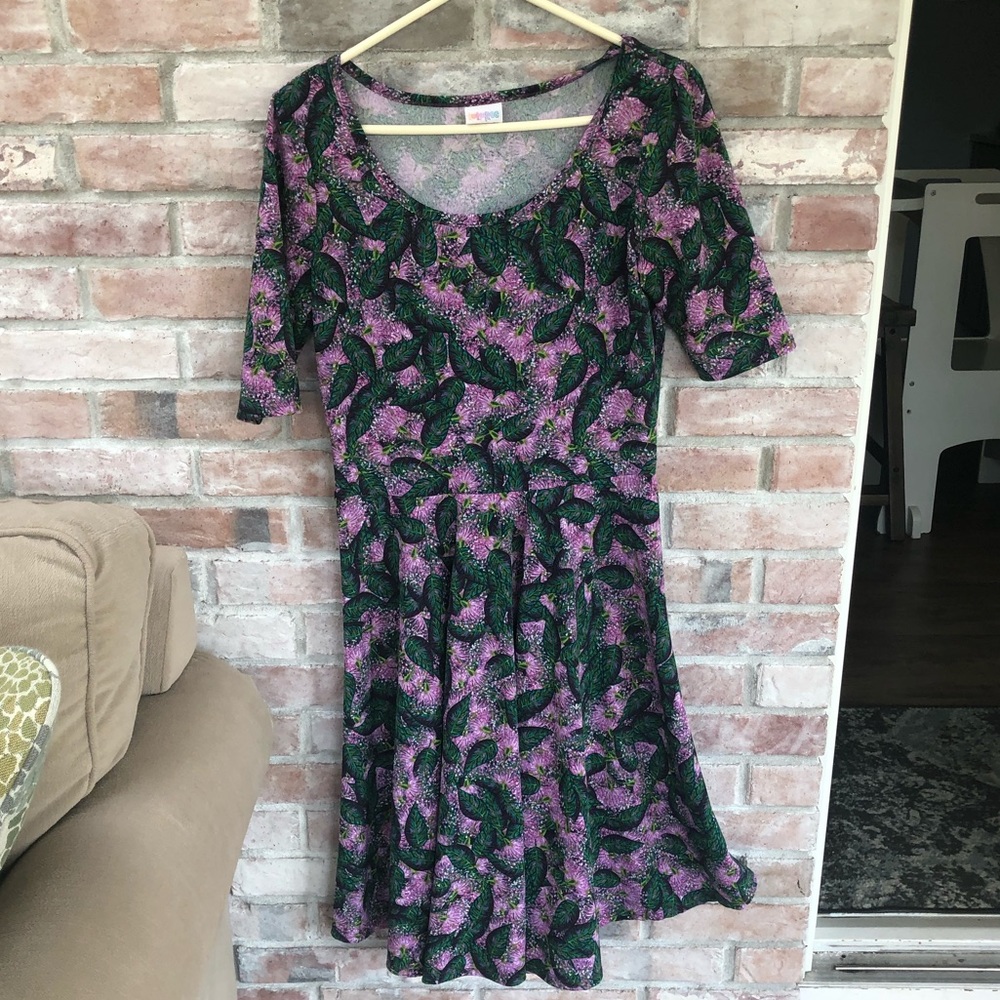 LuLaRoe XL Nicole-Tropical pink and green floral